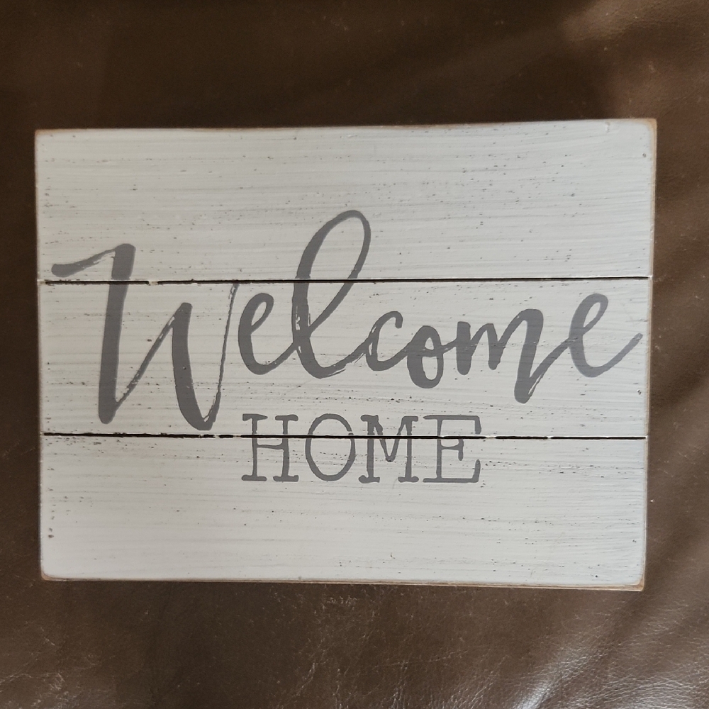 Gray And Cream Welcome Home Sign